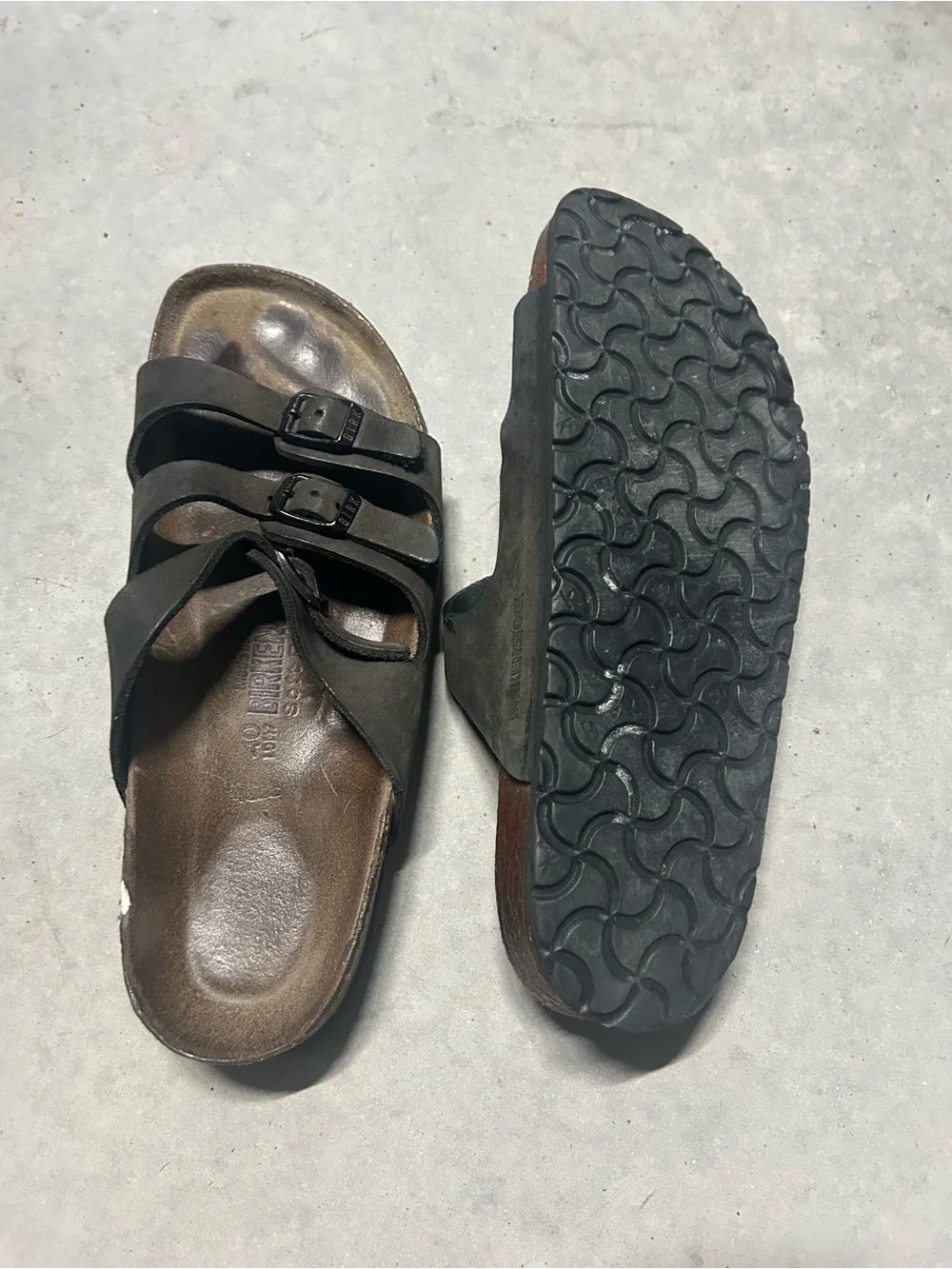 Birkenstock Triple-Strap Sandals in Dark Brown/Black